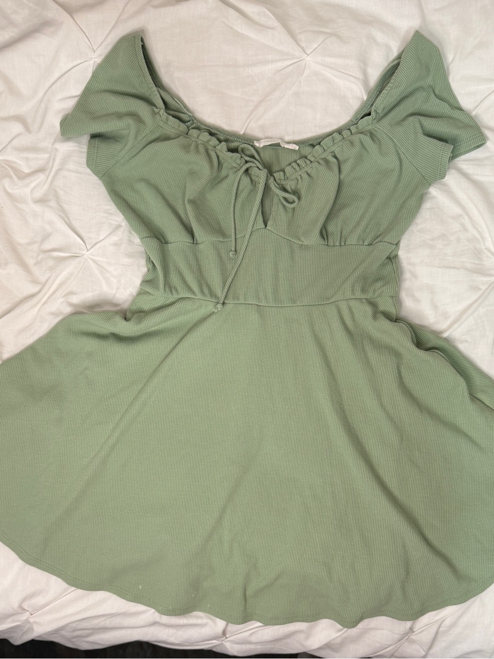 Lush Sage Green Tie-Front Mini Dress